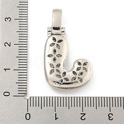 Brass Micro Pave Clear Cubic Zirconia Pendants KK-B099-01P-J-1