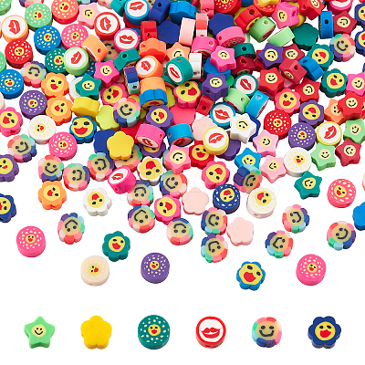 6 Strands 6 Style Handmade Polymer Clay Beads Strands CLAY-AR0001-22-1