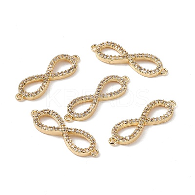 Brass Micro Pave Clear Cubic Zirconia Connector Charms KK-E068-VB386-1