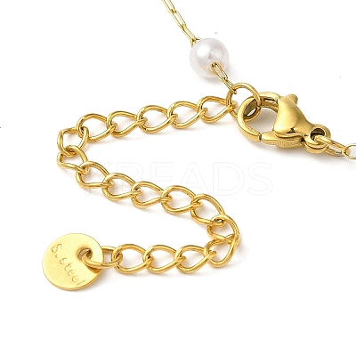 304 Stainless Steel & Plastic Pearl Link Chain Necklaces for Women NJEW-K383-04B-G-1