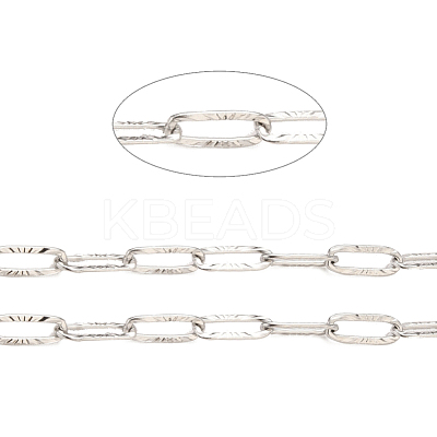 Tarnish Resistant 304 Stainless Steel Textured Paperclip Chains CHS-I009-01P-1