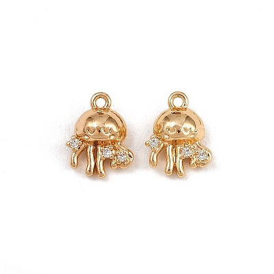 Brass Micro Pave Cubic Zirconia Pendants KK-K407-17G-1