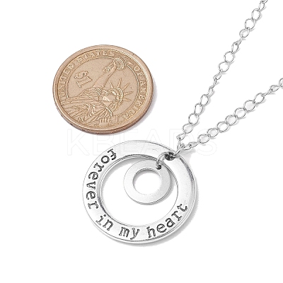 201 Stainless Steel and Alloy Round with Word Forest In My Heart Pendant Necklace NJEW-JN04697-01-1