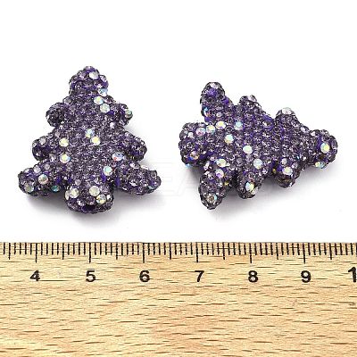 Christmas Tree Polymer Clay Rhinestone Beads CLAY-NH0001-14C-1