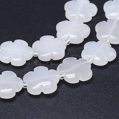 Natural White Jade Flower Bead Strands G-M206-12A-1