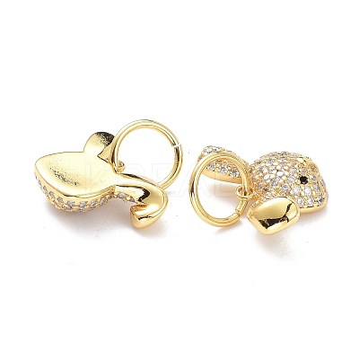 Brass Micro Pave Clear Cubic Zirconia Pendants ZIRC-L091-090G-1