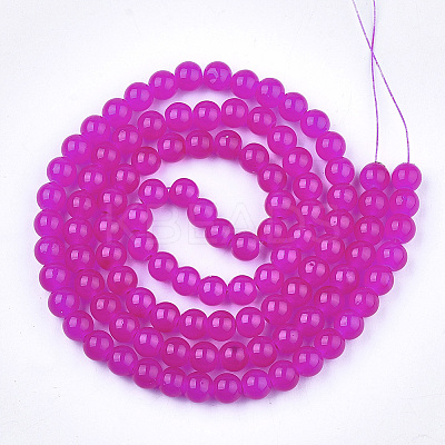 Baking Paint Imitation Jade Glass Round Bead Strands DGLA-Q021-8mm-04-1