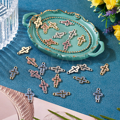 24Pcs 6 Colors Alloy Rhinestone Connector Charms FIND-TA0008-75-1