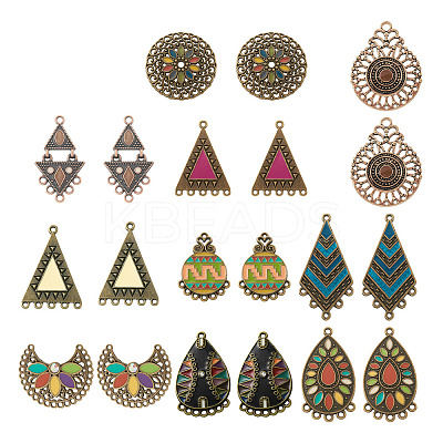 20Pcs 10 Style Tibetan Style Alloy Enamel Chandelier Components Links FIND-TA0001-83-1