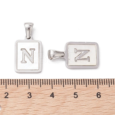 304 Stainless Steel Pave Shell Pendants STAS-G327-01P-N-1