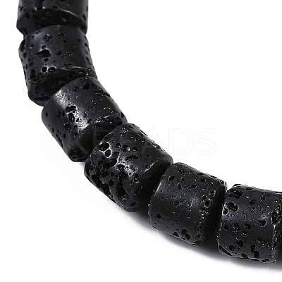 Natural Lava Rock Beaded Stretch Bracelets for Men Women BJEW-G727-01F-1