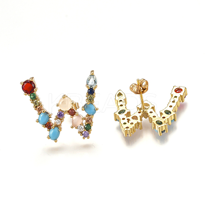 (Jewelry Parties Factory Sale)Brass Micro Pave Cubic Zirconia Ear Studs EJEW-S201-41W-1