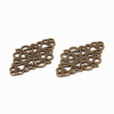 Tibetan Style Alloy Rhombus Filigree Joiners Links X-TIBE-5377-AB-FF-1