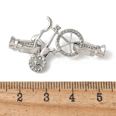 Brass Pave Clear Cubic Zirconia Fold Over Clasps KK-M320-18P-1