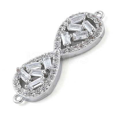 Rack Plating Brass Clear Cubic Zirconia Infinity Connector Charms KK-A234-036P-01-1