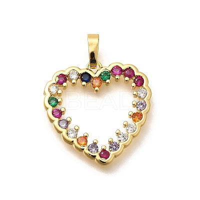 Rack Plating Brass Micro Pave Cubic Zirconia Pendants KK-L226-001G-11-1