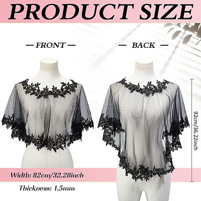 Detachable Polyester Bridal Lace Shawls AJEW-WH0696-058A-1
