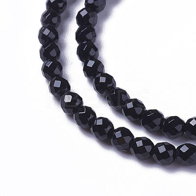 Natural Dyed & Heated Black Onyx Beads Strands G-F596-28-2mm-1