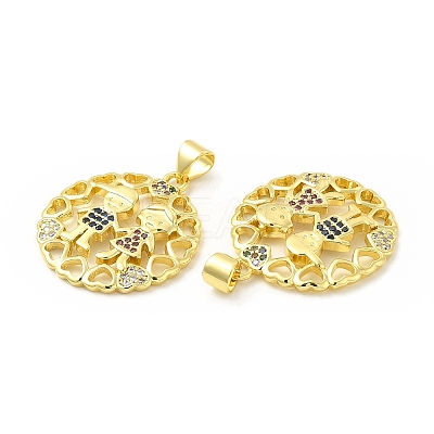 Brass Micro Pave Cubic Zirconia Pendants KK-H441-32G-1