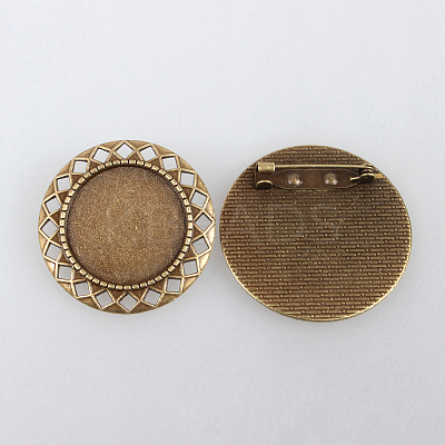 Vintage Alloy Brooch Cabochon Bezel Settings X-PALLOY-N0085-47AB-NF-1