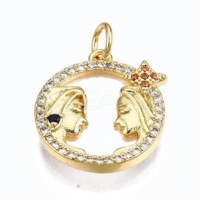 Brass Micro Pave Clear Cubic Zirconia Pendants ZIRC-S067-033G-NR-1
