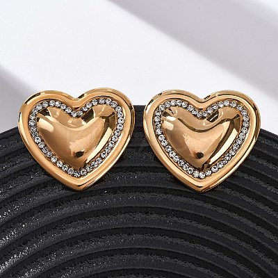 304 Stainless Steel Rhinestone Stud Earrings EJEW-K311-02G-1
