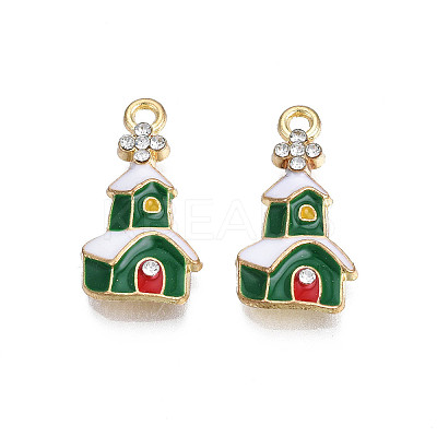 Rack Plating Alloy Enamel Pendants X-ENAM-N055-147B-1