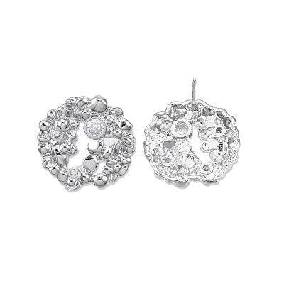 Clear Cubic Zirconia Flower Stud Earrings EJEW-N012-48P-1