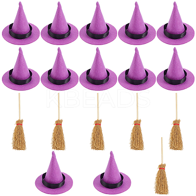 12Pcs Mini Polyester Witch Hats AJEW-CP0009-35A-1