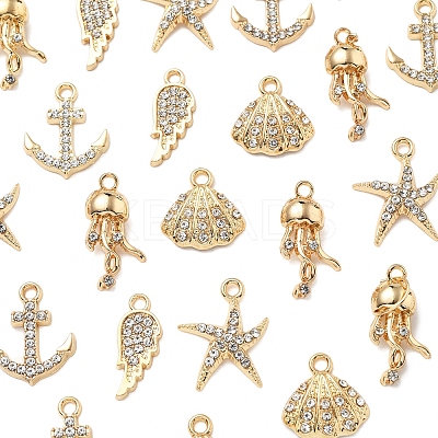 25Pcs 5 Style Alloy Crystal Rhinestone Pendants FIND-FS0004-14-1