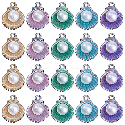 50Pcs 5 Colors Alloy Enamel Charms ENAM-SC0004-01-1