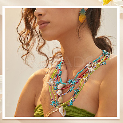 5Pcs 5 Colors Summer Natural Cowrie Shell Pendant Necklaces NJEW-CY0001-04-1