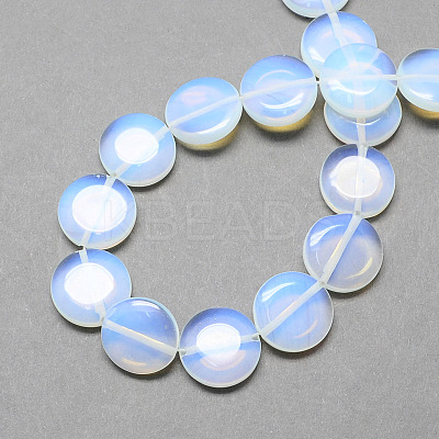 Smooth Flat Round Opalite Opal Stone Beads Strands G-S110-14mm-25-1