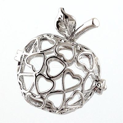 Rack Plating Brass Cage Pendants KK-Q402-12P-1