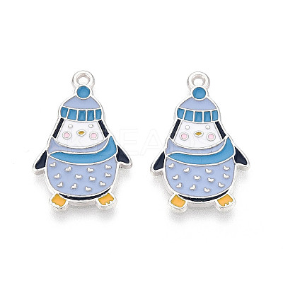 Rack Plating Alloy Enamel Penguin Pendants ENAM-T024-76A-P-1