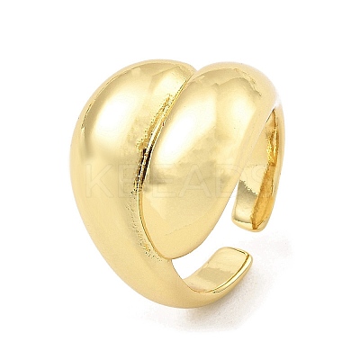 Rack Plating Brass Teardrop Open Cuff Rings for Women RJEW-G294-06G-1