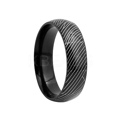 Stripe Pattern 201 Stainless Steel Finger Rings FS-WG7658E-18-1