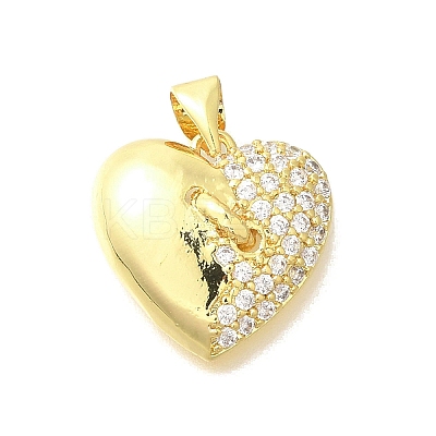 Brass Micro Pave Clear Cubic Zirconia Pendants KK-M297-26G-1