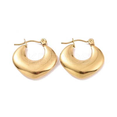 Ion Plating(IP) 304 Stainless Steel Chunky Rhombus Hoop Earrings for Women EJEW-G293-22G-1