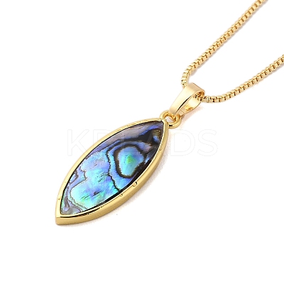 Rack Plating Natural Paua Shell Pendants Necklace NJEW-B104-01G-1
