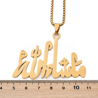 201 Stainless Steel Arabic Pendant Box Chain Necklaces for Women Men LS-NJEW-R013-06G-1