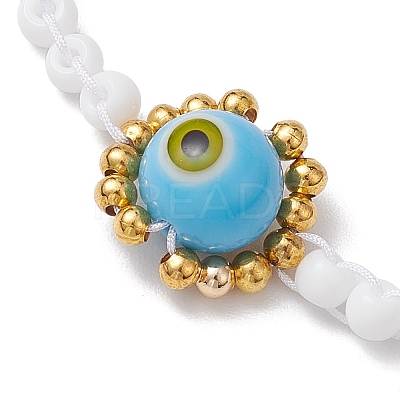 Handmade Lampwork Evil Eye & Glass Seed Beads Braided Bead Bracelets BJEW-MZ00090-1
