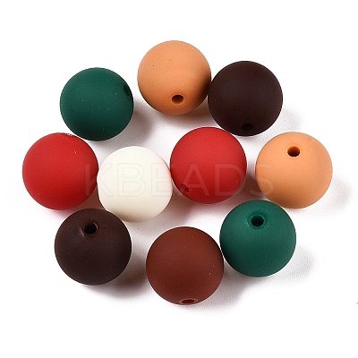 Rubberized Style Imitated Silicone Acrylic Beads MACR-T048-01A-01-1