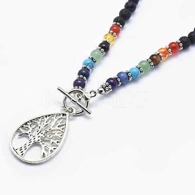 Tibetan Style Alloy Pendant Necklaces NJEW-F170-A06-1