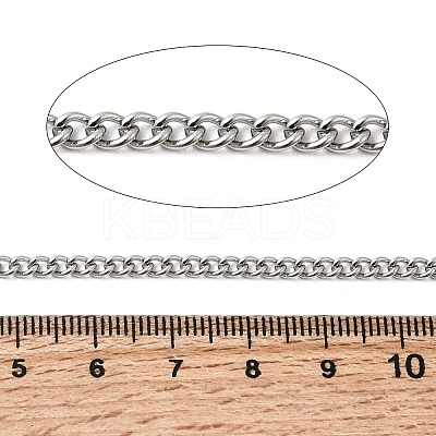 Tarnish Resistant 304 Stainless Steel Curb Chains STAS-M032-4mm-51P-1