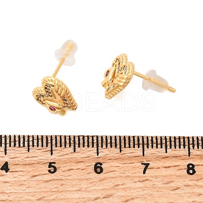 Brass Micro Pave Cubic Zirconia Heart Stud Earrings EJEW-C158-03G-1