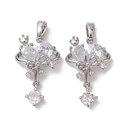 Brass Micro Pave Clear Cubic Zirconia Pendants KK-K360-10P-1