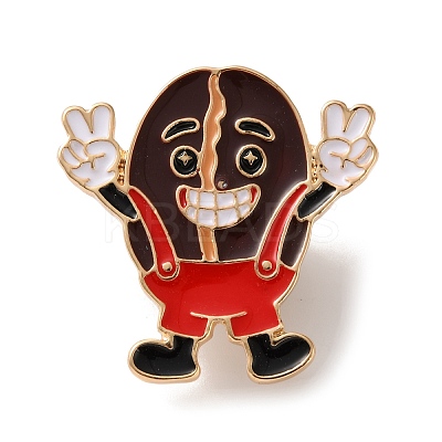 Cheerful Coffee Bean Enamel Brooches AL-I003-03G-02-1