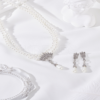 Alloy Rhinestones Necklace and Earrings Sets SJEW-LP0001-48-1