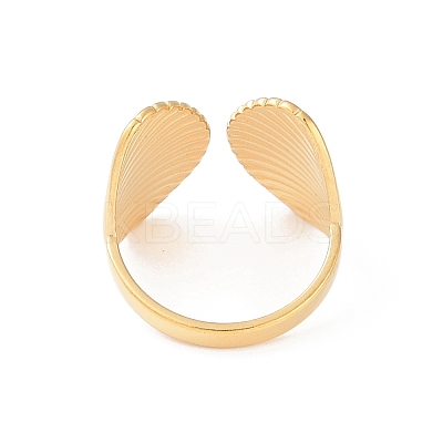 Ion Plating(IP) 304 Stainless Steel Shell Shape Open Cuff Rings RJEW-S418-01G-1